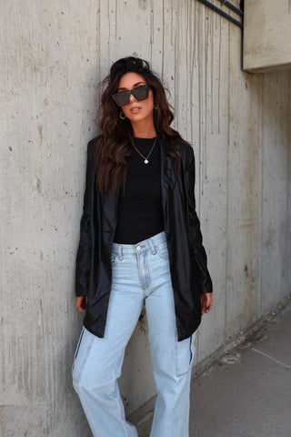 Vera Faux Leather Blazer