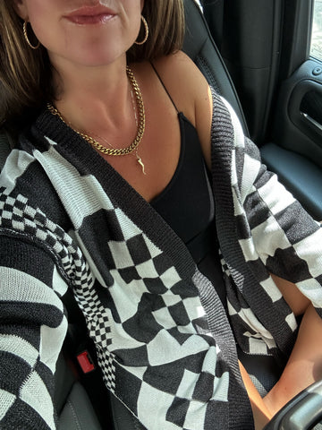 Riley Black Checkered Cardi