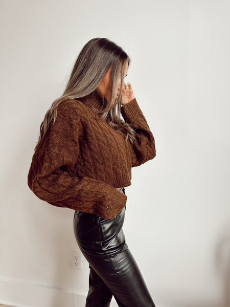 Janalyn Brown Cable Knit Sweater